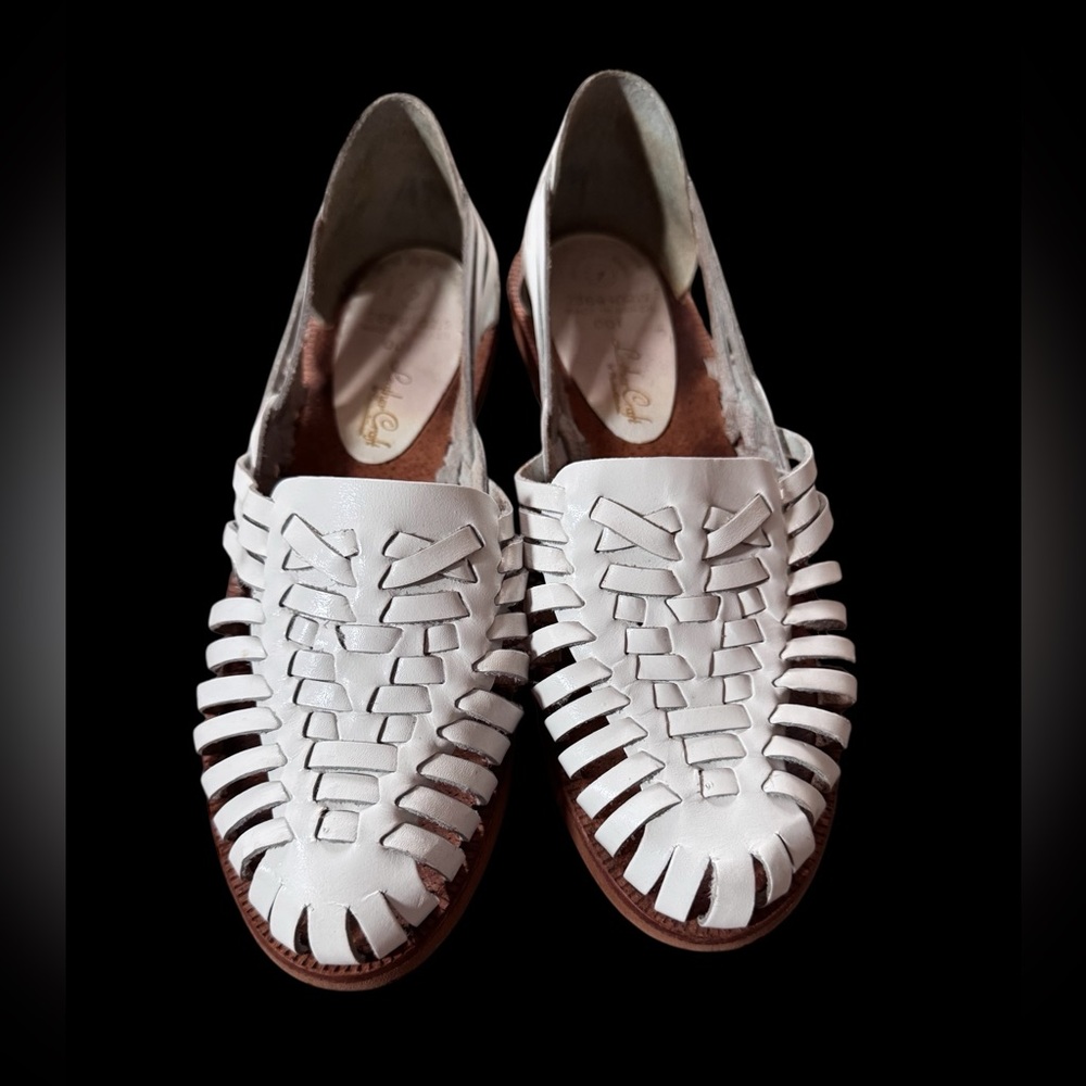 White Leather Flats
